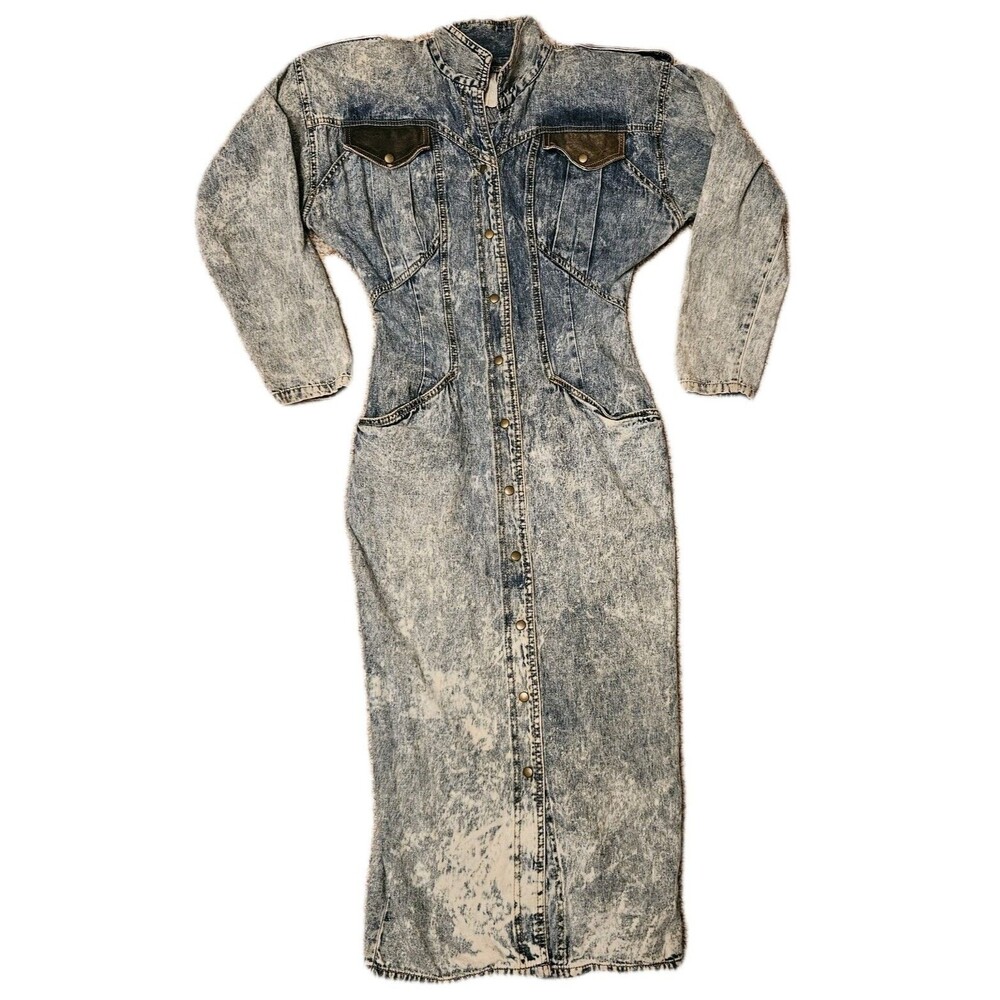 Reboundi Vintage Women’s Dress Leather and Denim Made in USA, Size 3/4